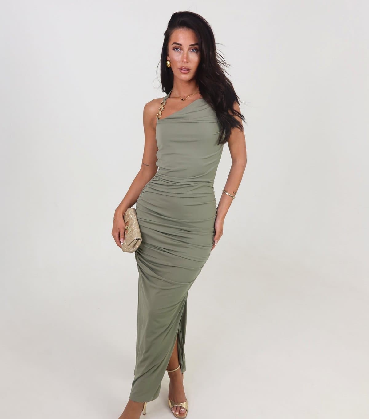 AX Paris Women's Light Khaki Chain Halter Neck Midi Dress AX Paris New Look