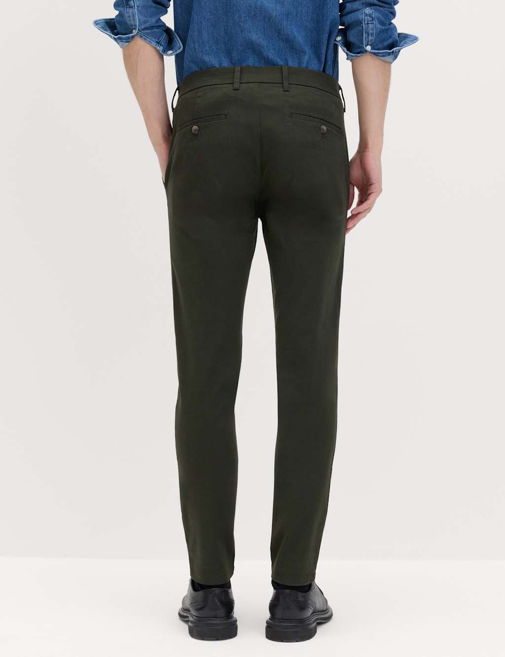 Marks & Spencer M&S Skinny Fit Stretch Chinos Dark Khaki - 3