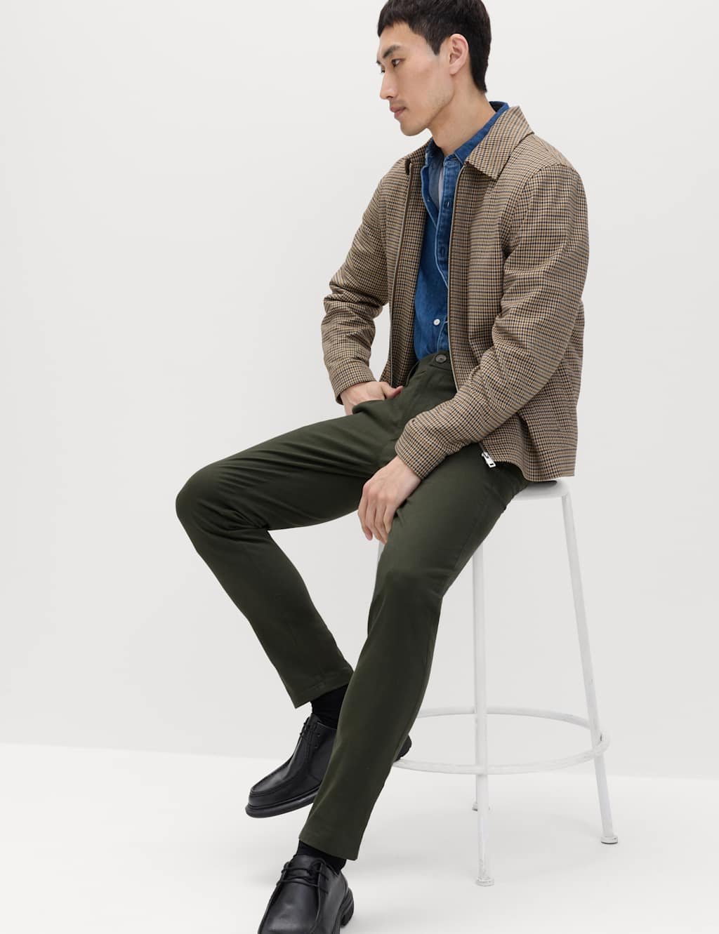 Marks & Spencer M&S Skinny Fit Stretch Chinos Dark Khaki - 4