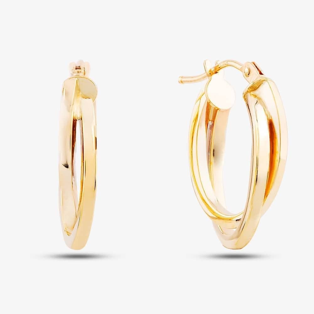 T.H.Baker T.H.Baker Women's 9ct Yellow Gold Double Oval Hoop Earrings ER383