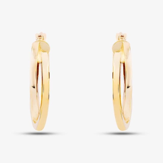 T.H.Baker T.H.Baker Women's 9ct Yellow Gold Double Oval Hoop Earrings ER383 - 2