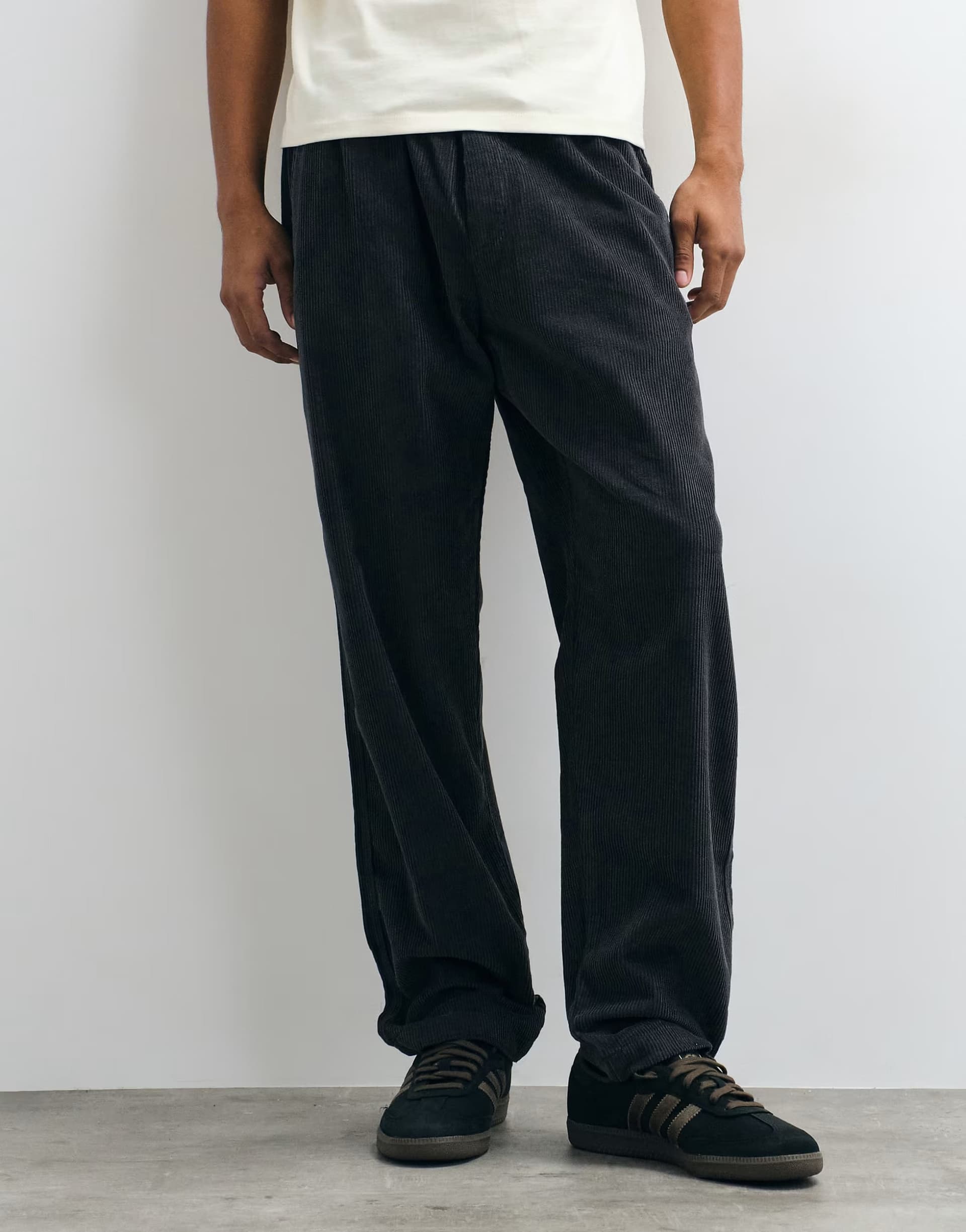 ASOS Jack & Jones drawstring cord trousers in black