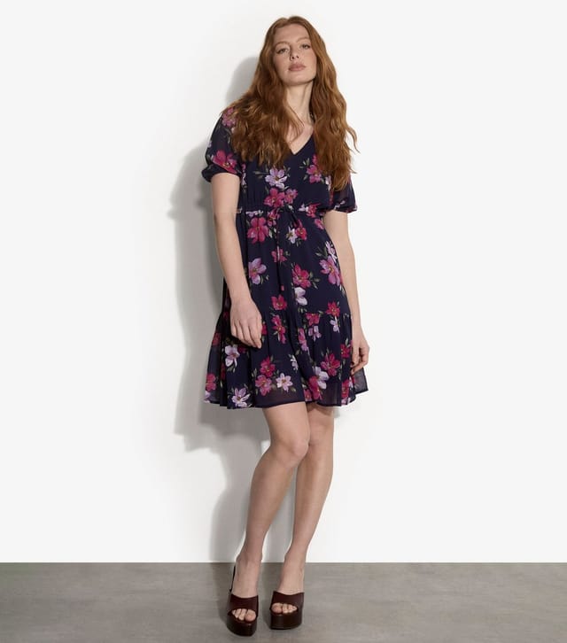 Apricot Women's Navy Rose Print Drawstring Waist Dress Apricot New Look - 2