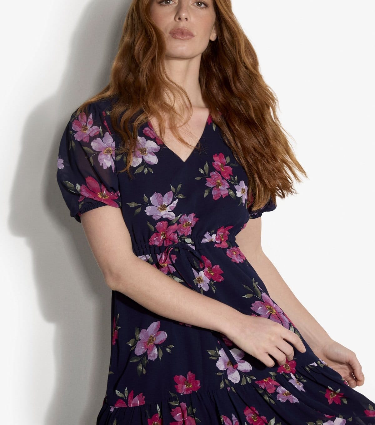 Apricot Women's Navy Rose Print Drawstring Waist Dress Apricot New Look - 4