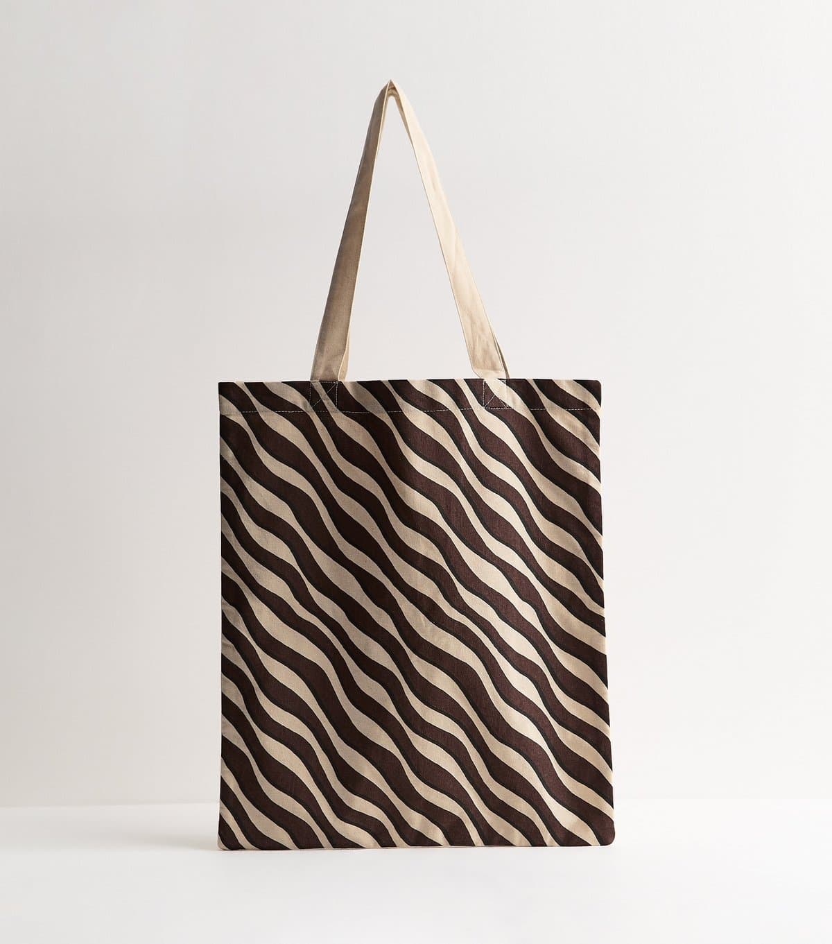 New Look New Look Stone Canvas Wave Print Tote Bag