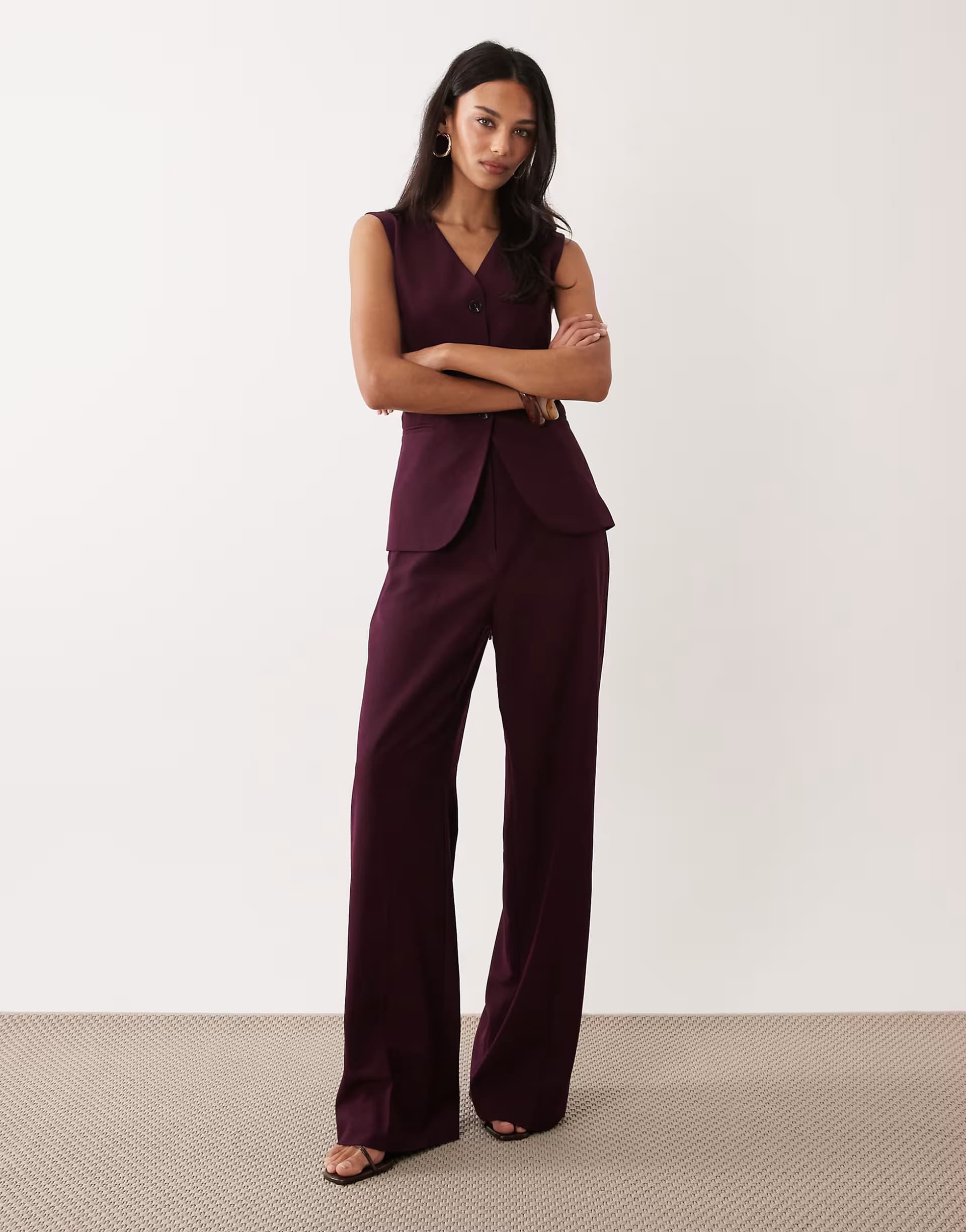 ASOS Mango tailored sleeveless jumpsuit in fig