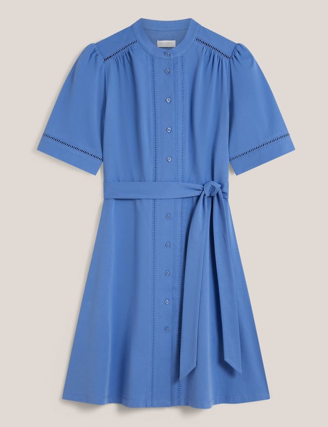 Hobbs London Hobbs London Women's Livvie Belted Mini Shirt Dress in Bright Blue - 2