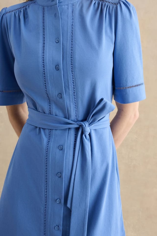 Hobbs London Hobbs London Women's Livvie Belted Mini Shirt Dress in Bright Blue - 3