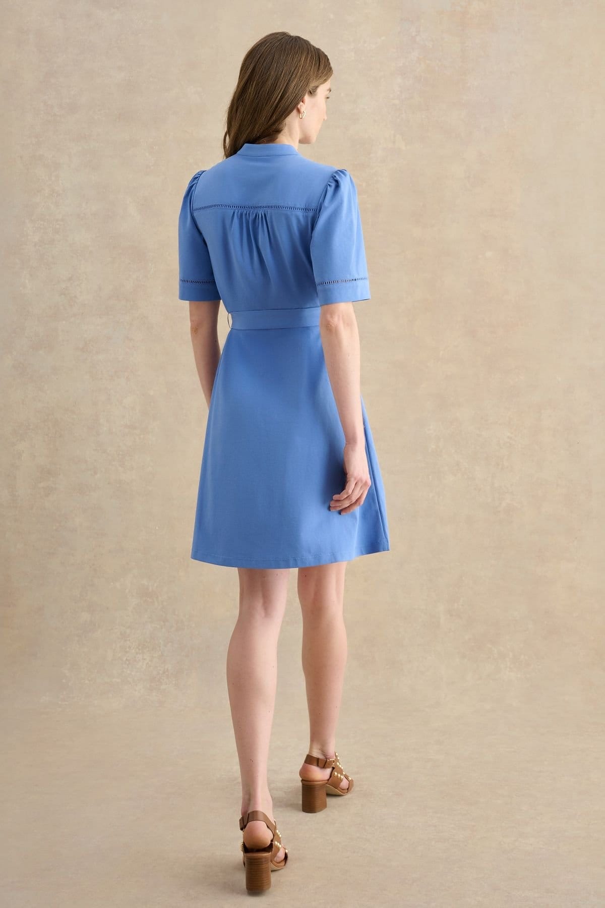 Hobbs London Hobbs London Women's Livvie Belted Mini Shirt Dress in Bright Blue - 4