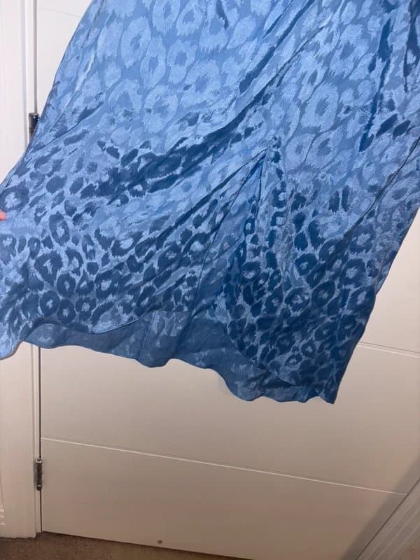 Never Fully Dressed Never Fully Dressed Blue Jacquared Puff Sleeve Ruched Midi Dress Size 10 Thea Party wedding