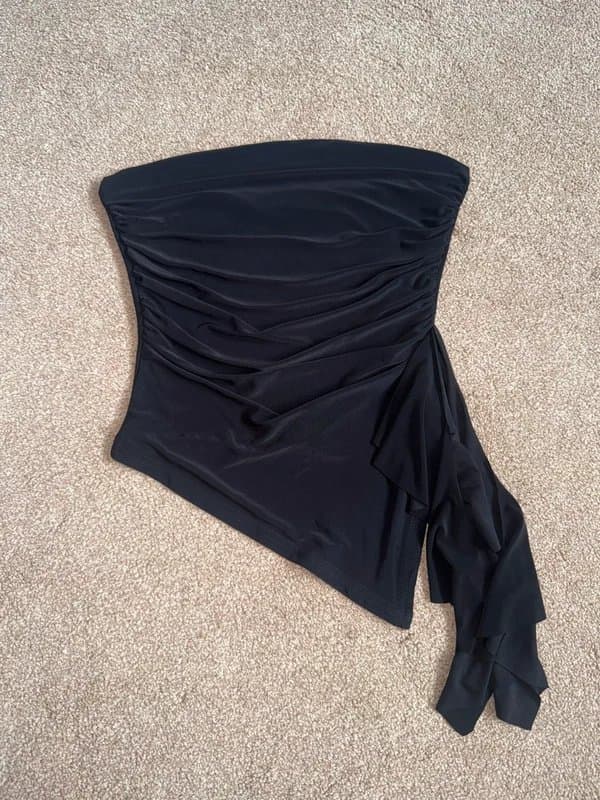 ASOS ASOS black strapless ruched top with side drape