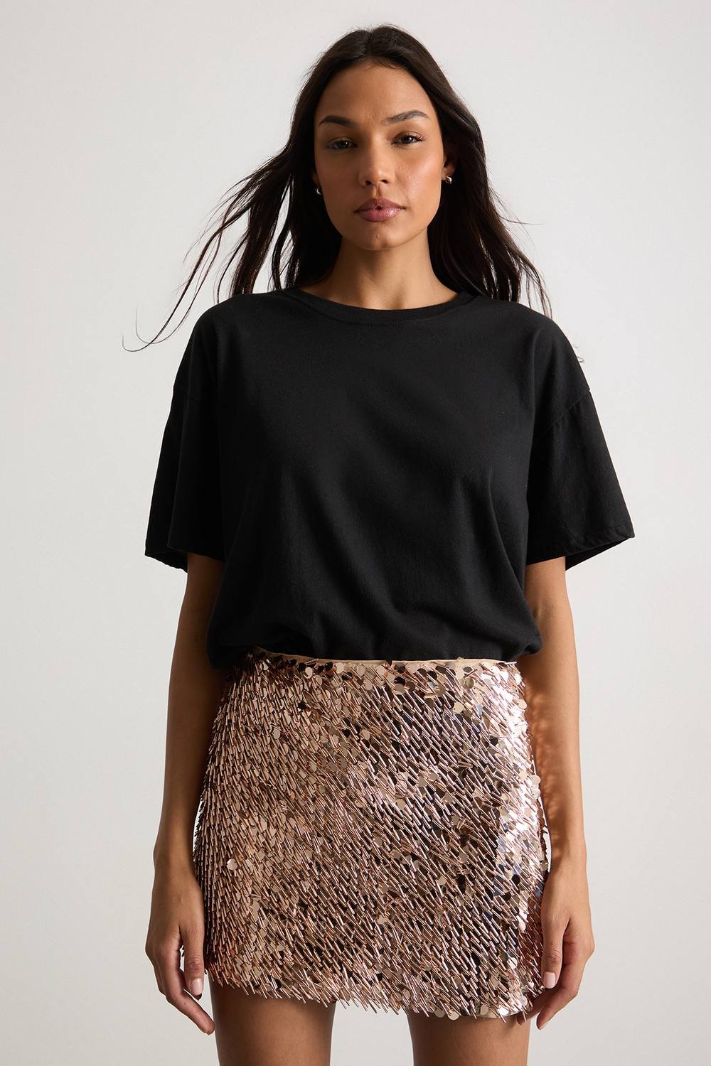 Warehouse Warehouse Women's Multi Sequin Mini Skirt in Rose Gold - 2