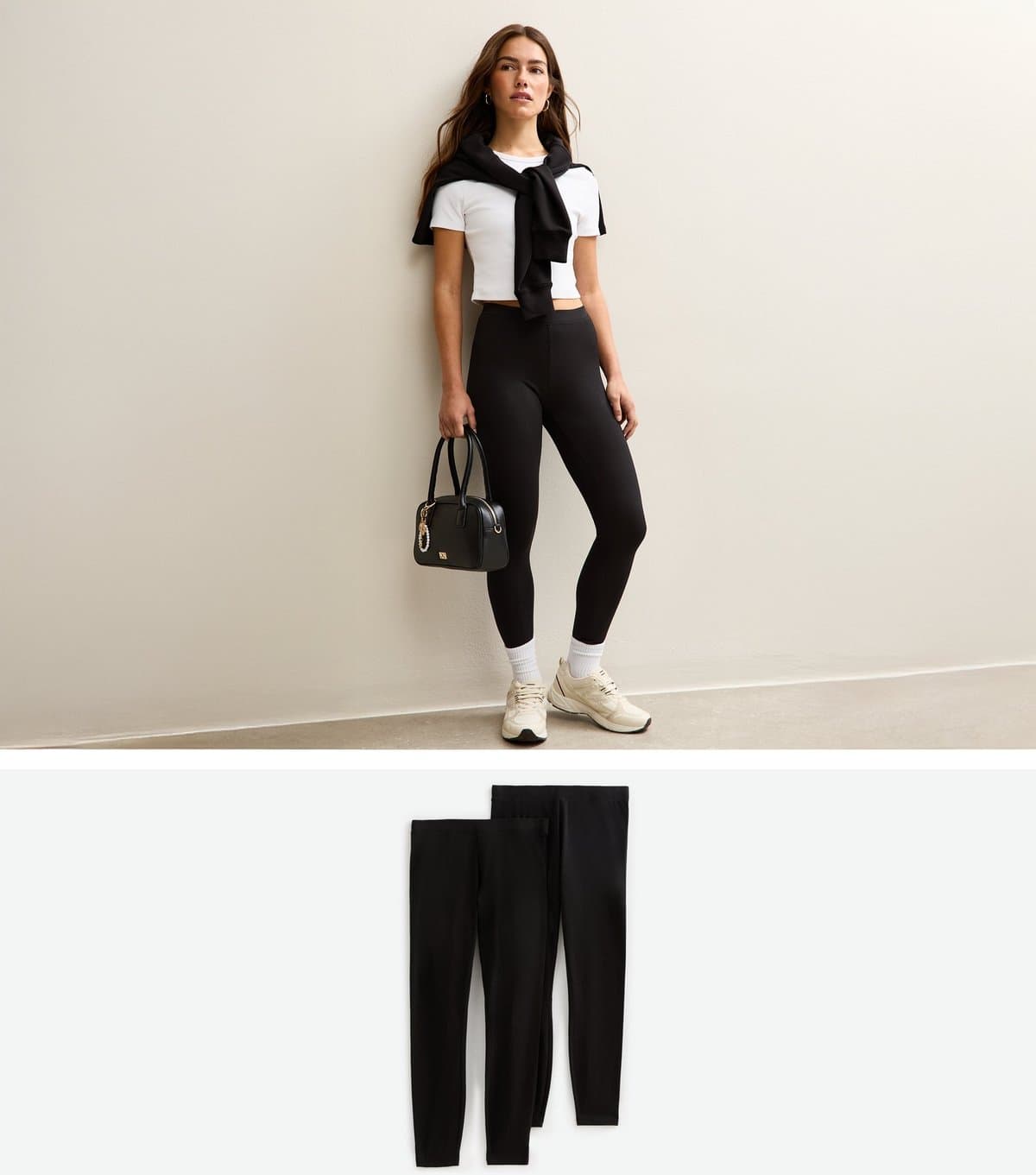 New Look Women's Pack of 2 Petite Black Stretchy Cotton Leggings New Look