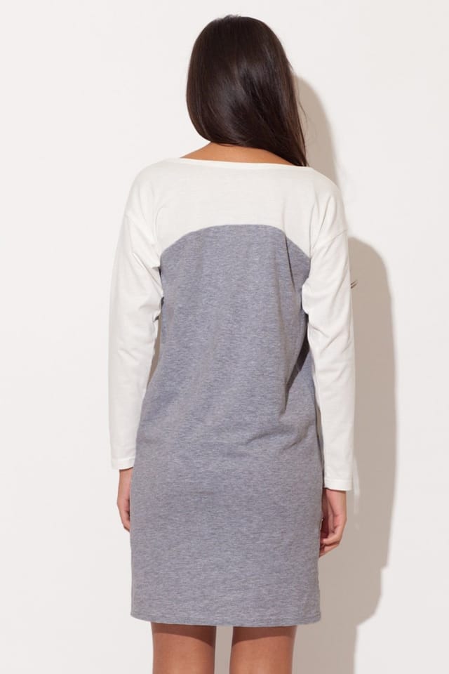 Love Lace Love Lace Women's Delicate Cotton Long Sleeve Dress with Pockets in Grey - 2