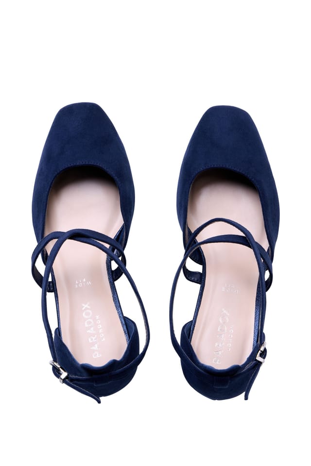 Paradox London Paradox London Women's Gemma' Wide Fit Cross Front Low Heel Shoes in Navy - 3