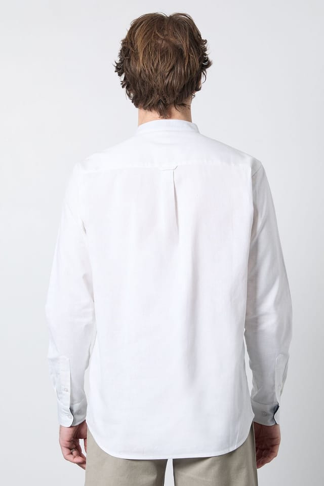 Debenhams Debenhams Men's White Grandad Long Sleeve Linen Blend Shirt - 3