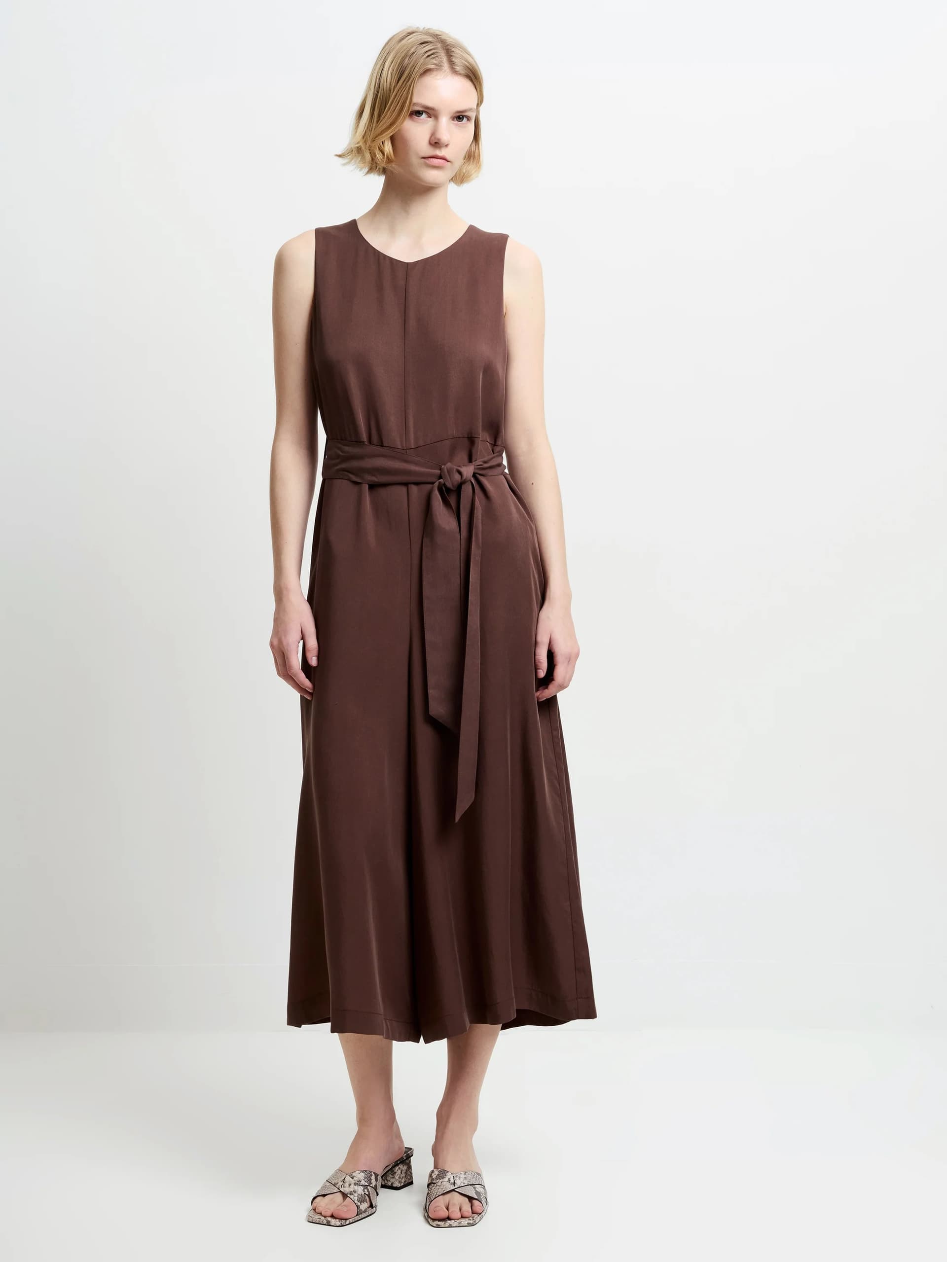 French Connection Drape Jumpsuit Chocolate Brown