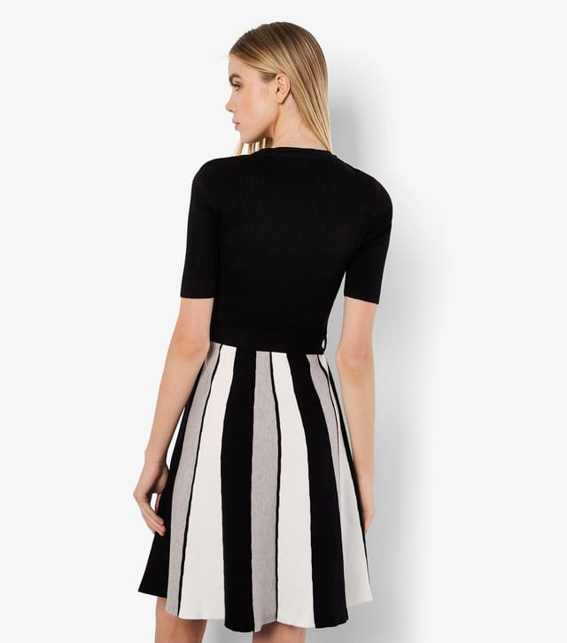 Apricot Women's Black Colour Block Knit Dress Apricot New Look - 2