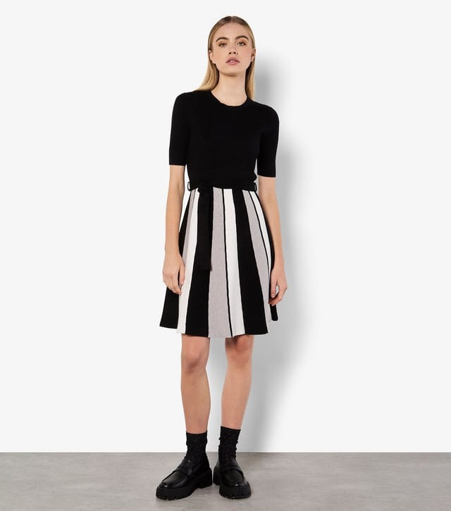 Apricot Women's Black Colour Block Knit Dress Apricot New Look - 3