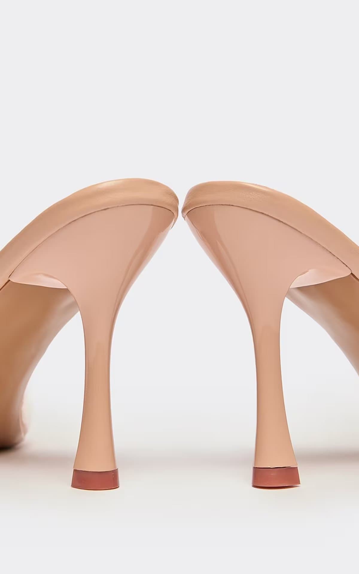 EGO Nutria Clear Perspex Strap Peep Toe Heeled Mule In Beige Patent, Women's Size UK 3