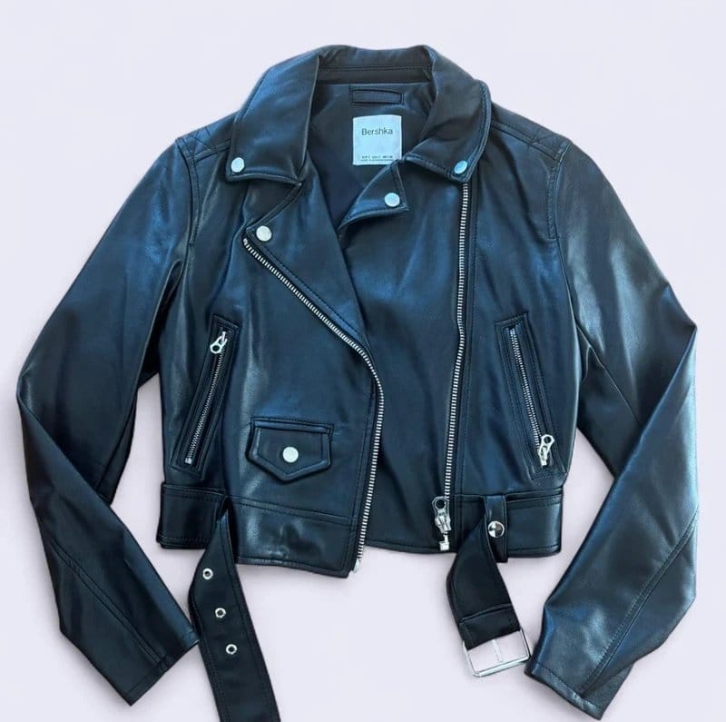 Bershka Black Leather Biker Jacket