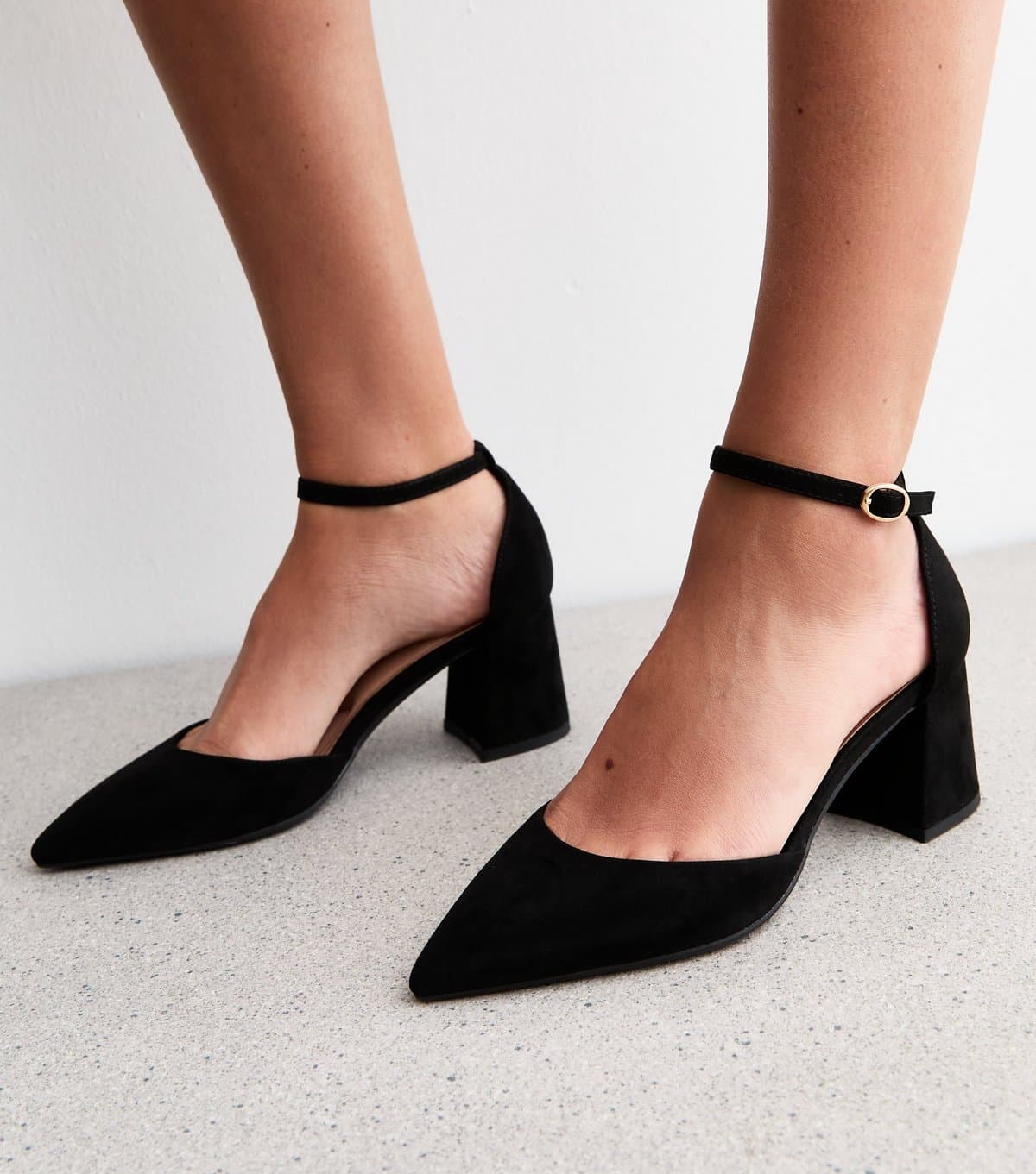 New Look New Look Black Faux Suede Open Court Shoes Vegan