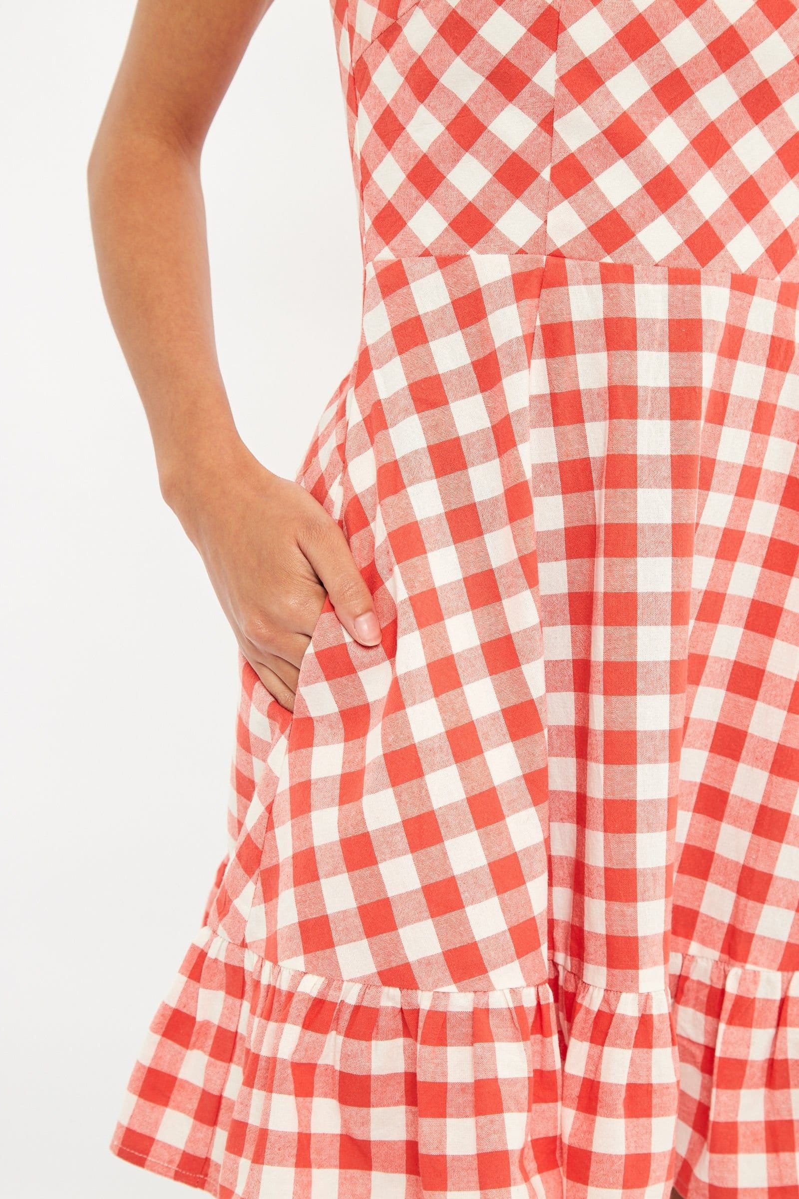 Louche Louche Women's Kare Picnic Check Cap Sleeve Mini Dress In Red - 4