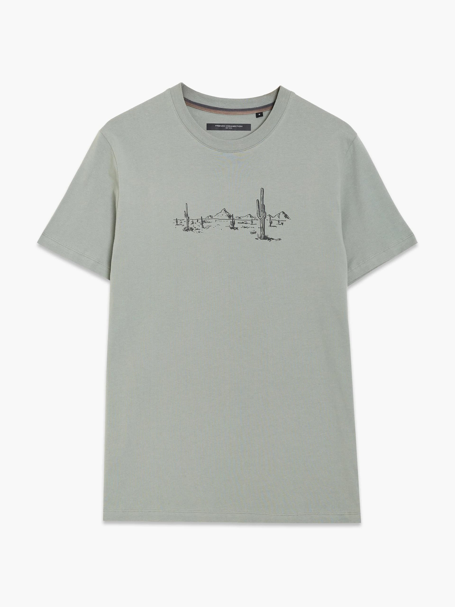 French Connection Short Sleeve Desert Graphic Sage Green T-Shirt Shadow Green