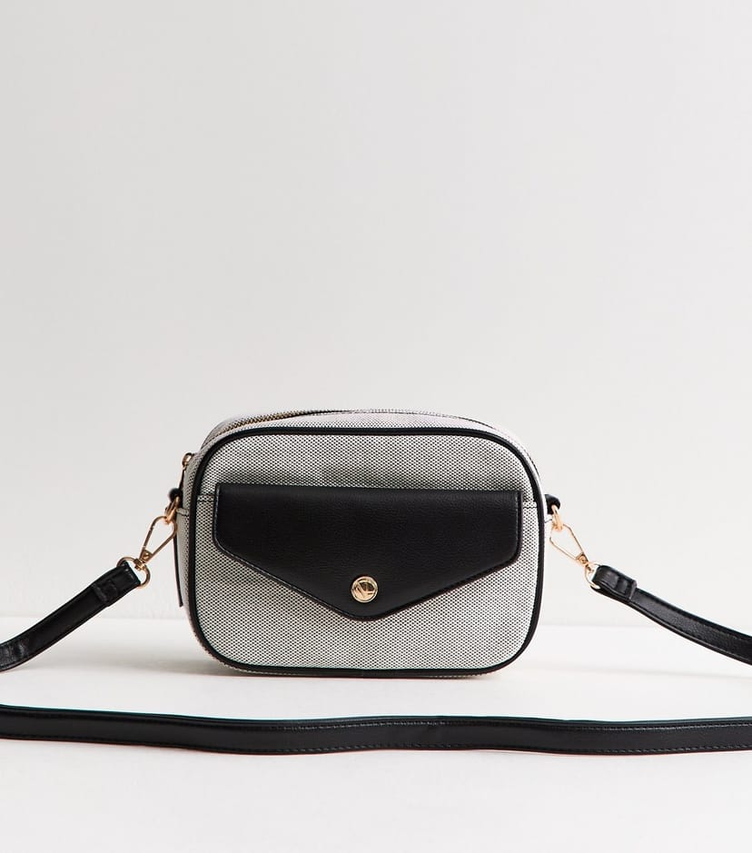 New Look Black Canvas Front Pocket Crossbody Bag New Look - 1