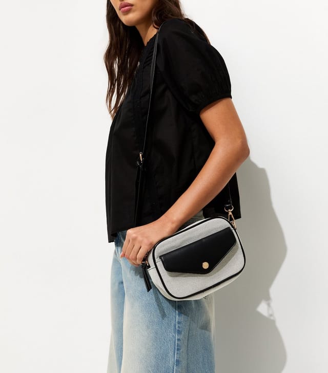 New Look Black Canvas Front Pocket Crossbody Bag New Look - 2