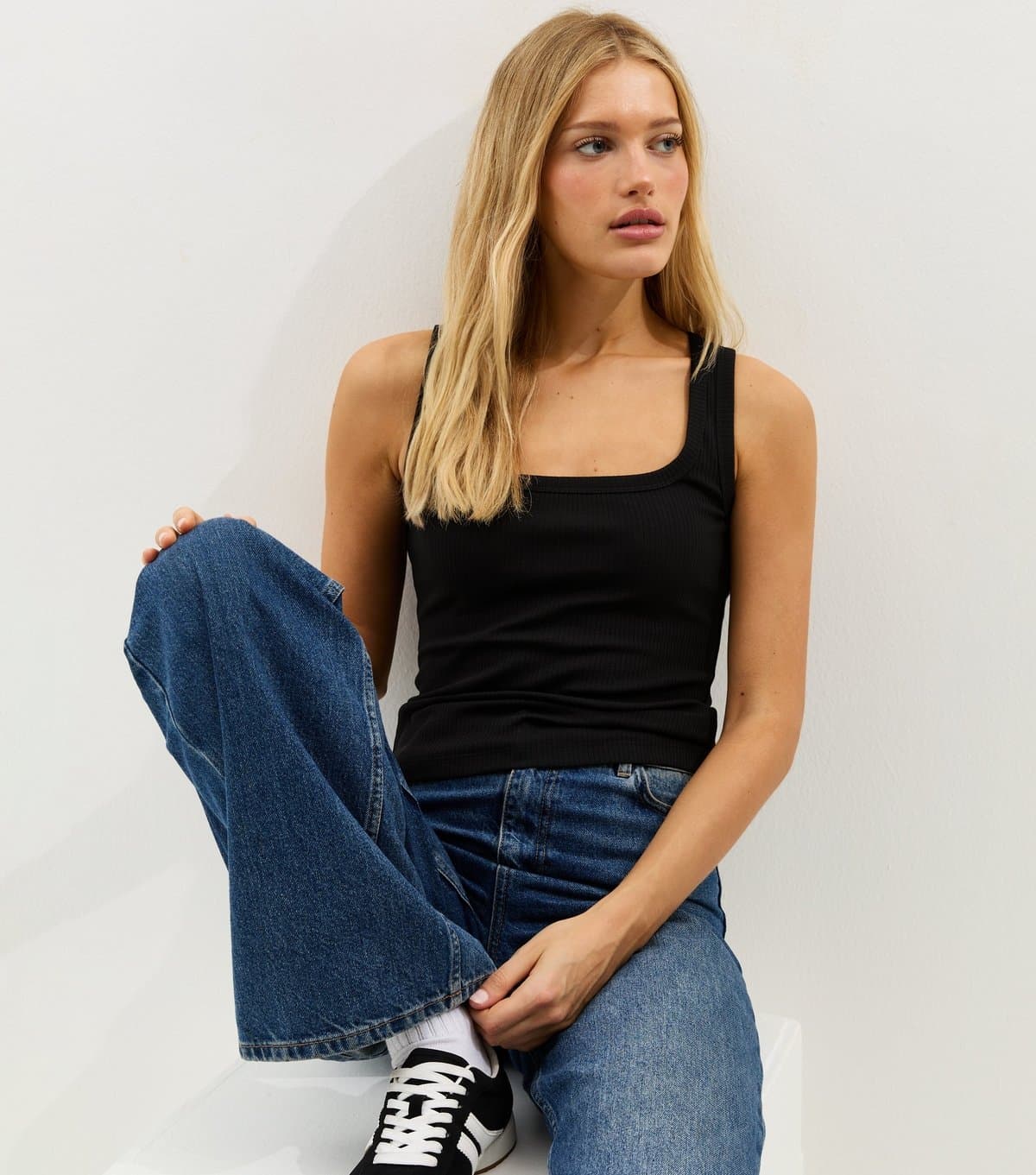 New Look New Look Black Square Neck Vest Top