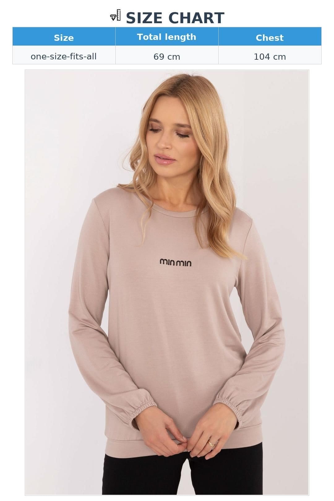 Love Lace Love Lace Women's Micro Modal Elastane Round Neck Long Sleeve Blouse in Beige - 4