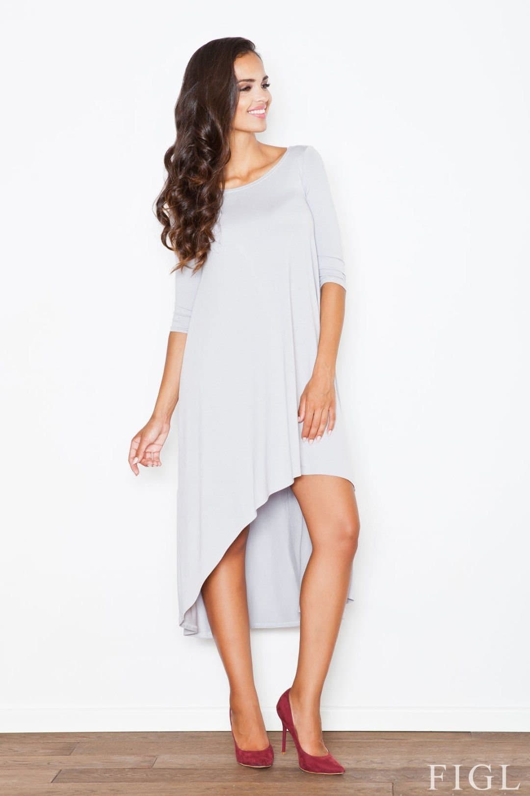 Love Lace Love Lace Women's Elegant Casual Loose Fit Boat Neck Dress in Grey