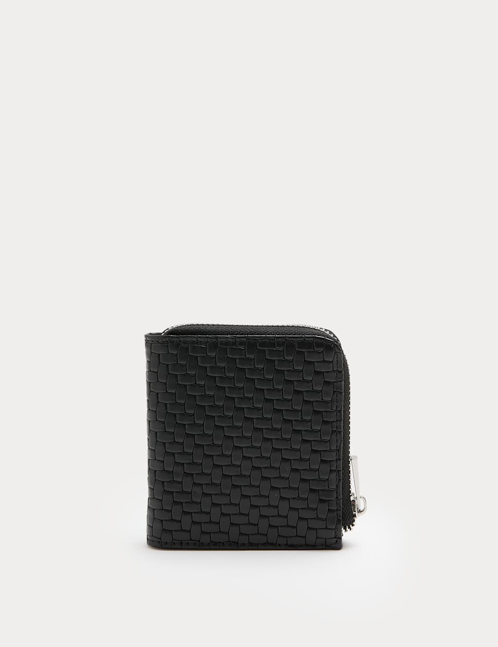 Marks & Spencer M&S Faux Leather Textured Bi-Fold Zip Wallet Black