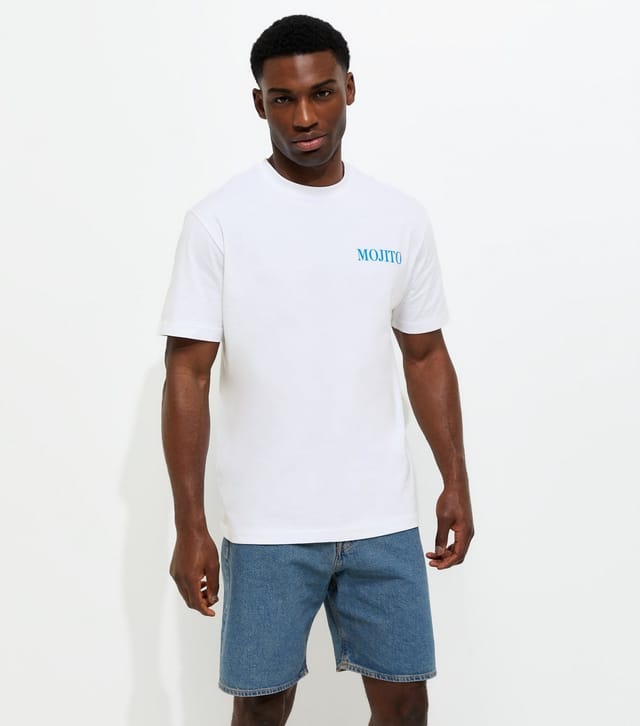 Only and Sons Men's White Regular Cotton Mojito T-Shirt Only and Sons New Look - 2