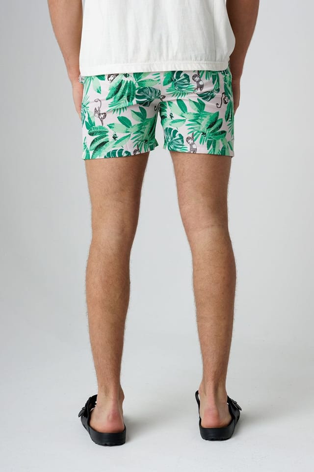 Influence Influence Men's Tropical Monkey Print Elasticated Shorts in Green - 2