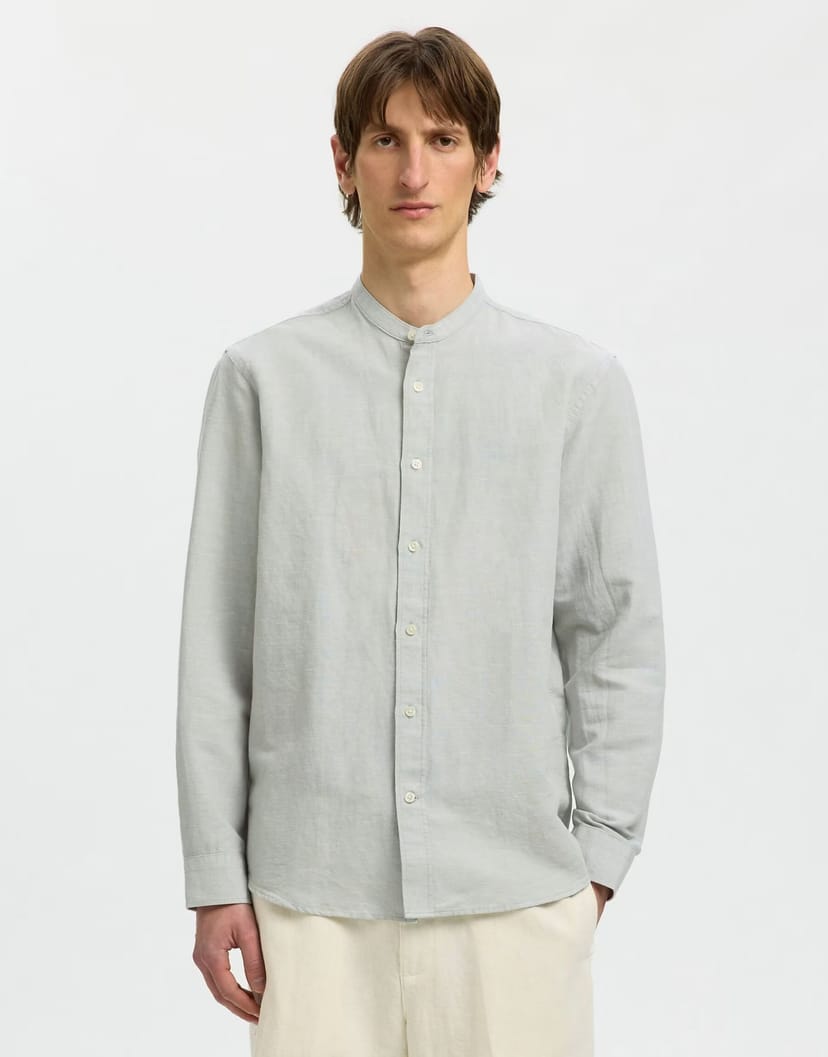 ASOS Selected Long sleeved shirt in aqua gray - 1