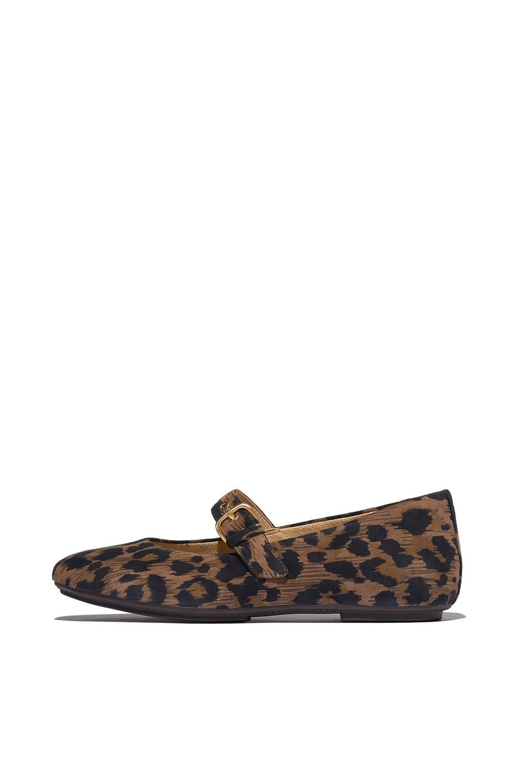 FitFlop FitFlop Women's Delicato Leopard Suede Ballerina/Mary Janes Chocolate in Brown