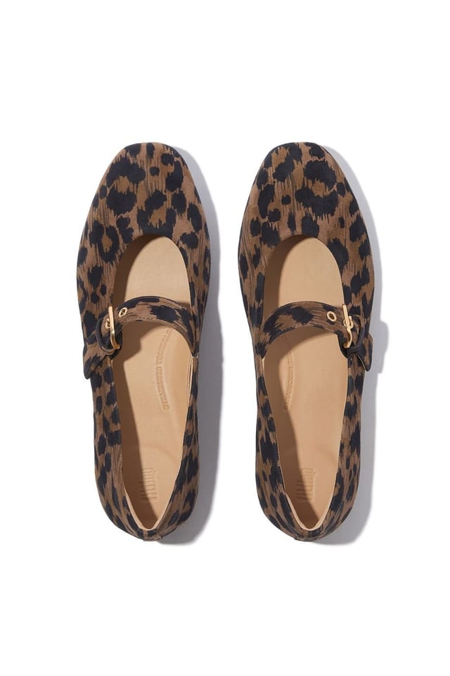 FitFlop FitFlop Women's Delicato Leopard Suede Ballerina/Mary Janes Chocolate in Brown - 2