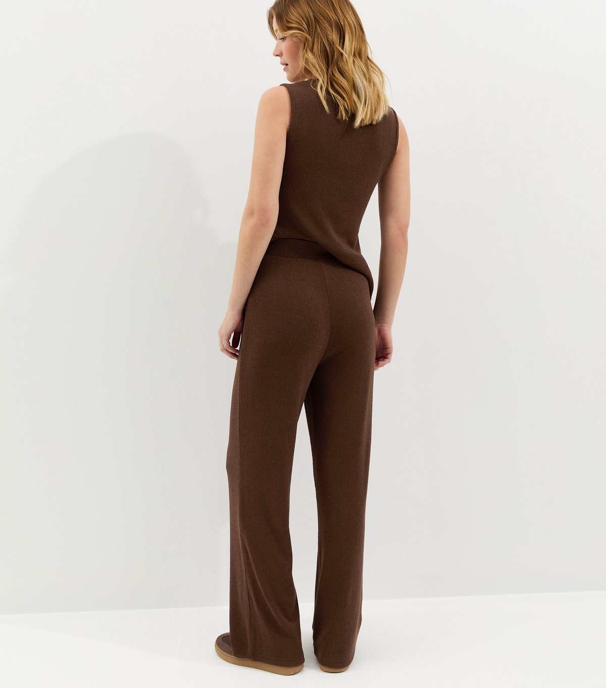 New Look Women's Dark Brown Textured Wide Leg Trousers New Look - 4