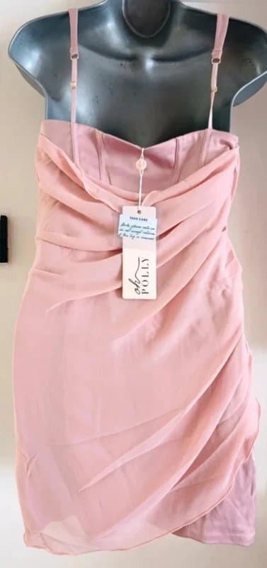 Oh Polly BNWT Oh Polly lunara Mauve Pink Draped Corset Mini Dress Size 8 party Wedding