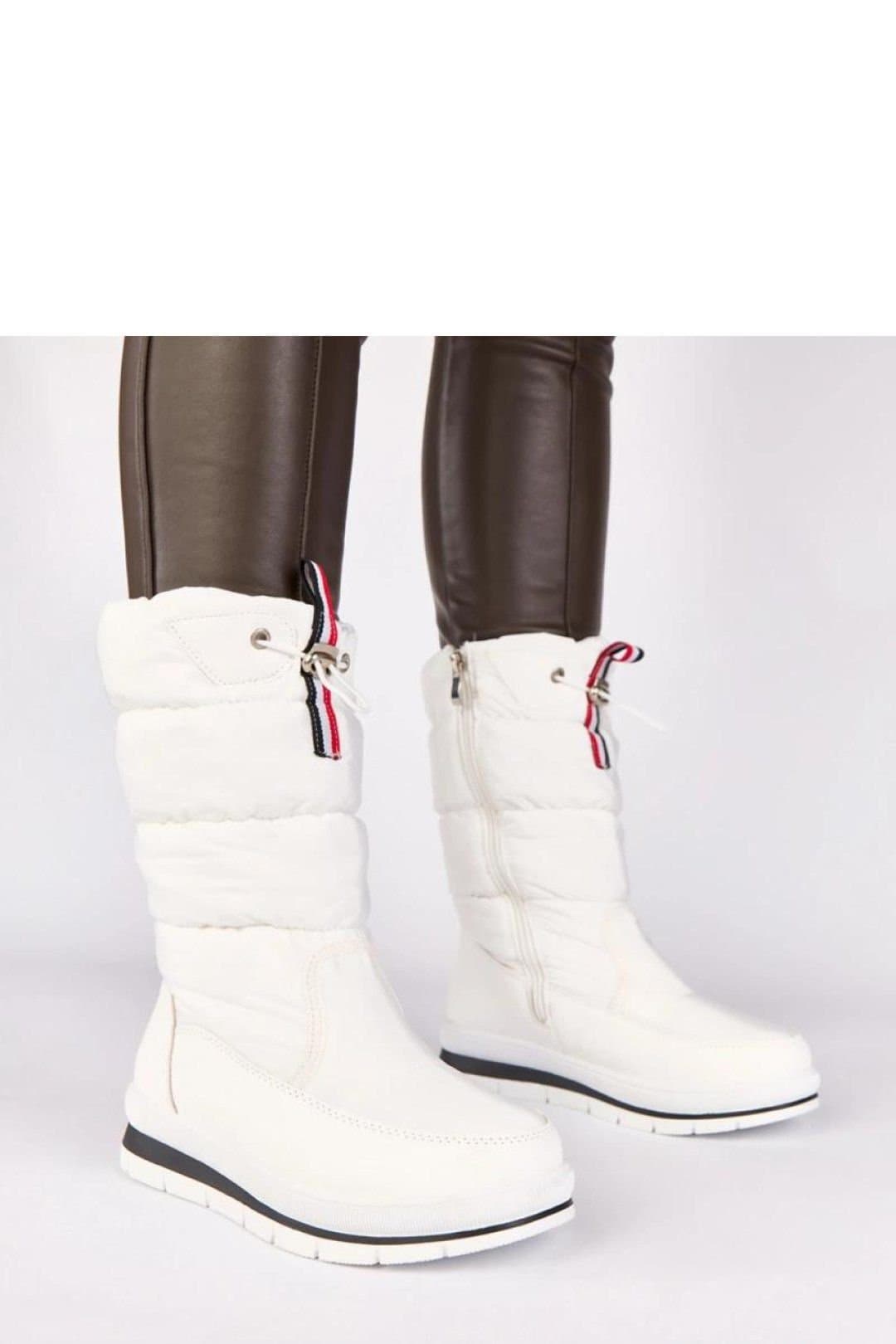 Love Lace Love Lace Women's Sophie Low Wedge Drawstring Snow Boots with Grippy Sole Comfort in White