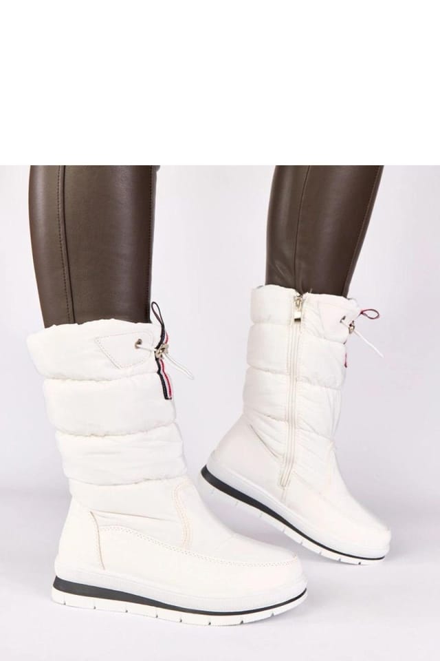 Love Lace Love Lace Women's Sophie Low Wedge Drawstring Snow Boots with Grippy Sole Comfort in White - 2