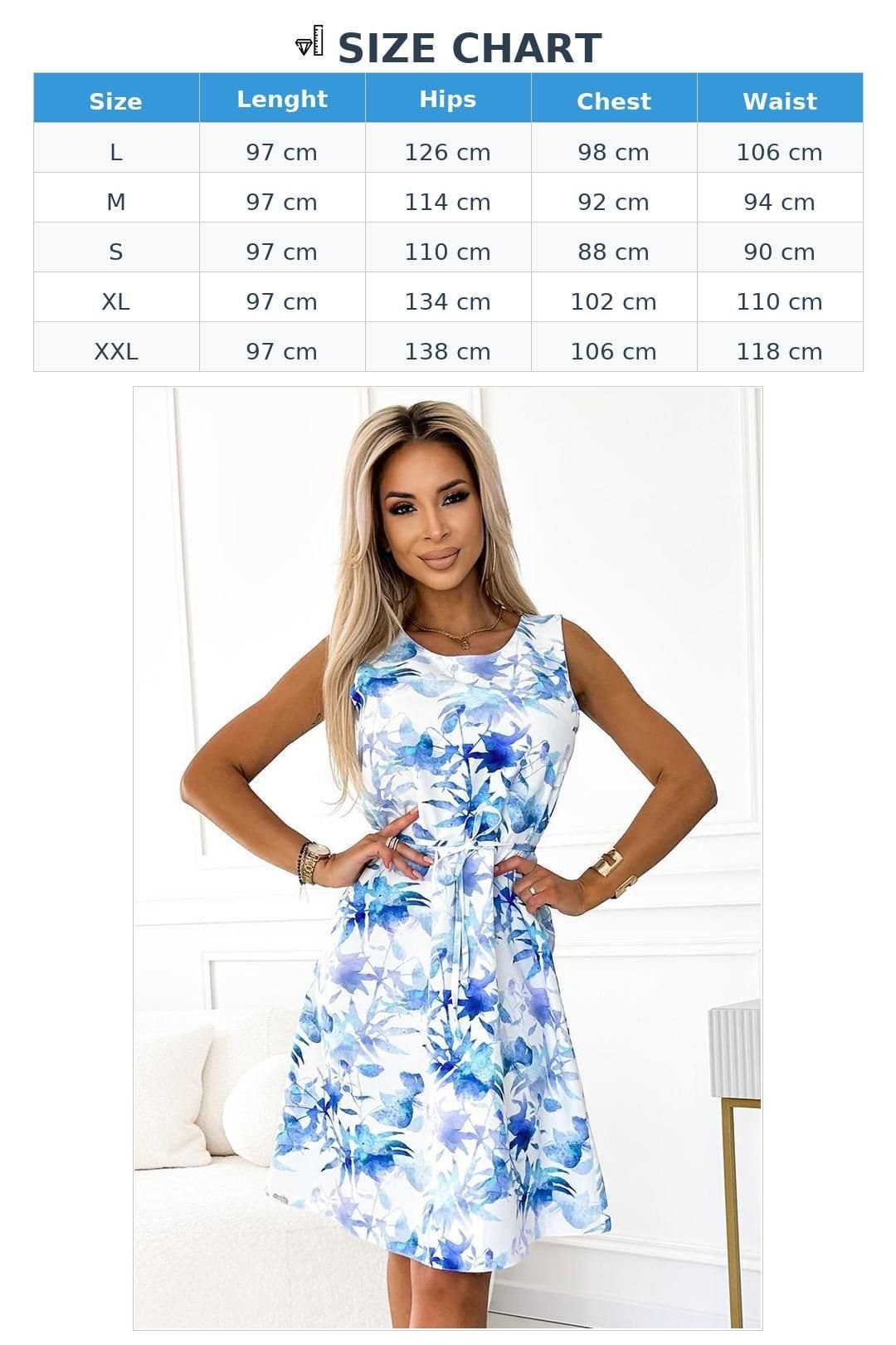 Love Lace Love Lace Women's Belted Loose Trapeze White Blue Dress - 4