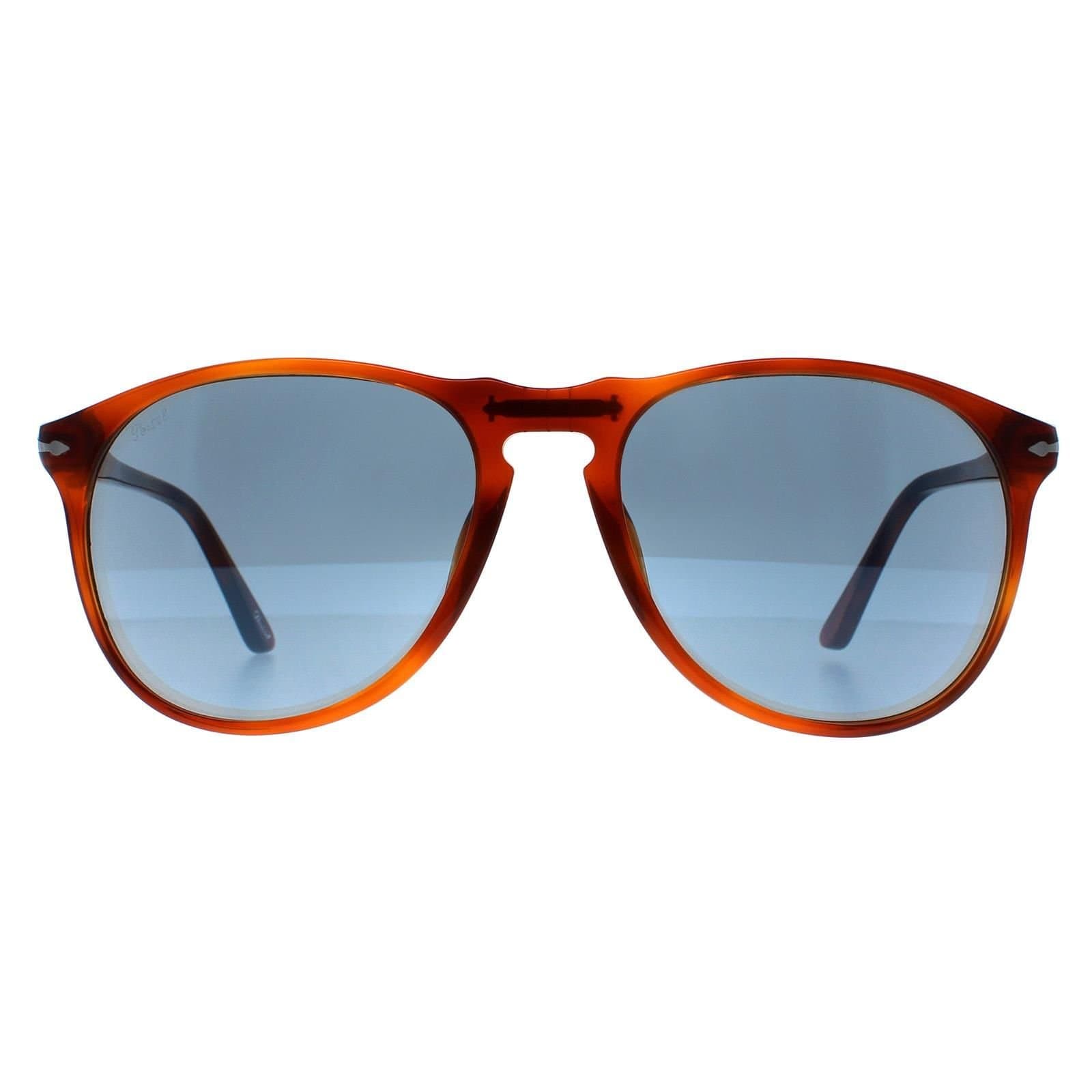 Persol Persol Men's Round Terria di Siena Tortoise Blue Sunglasses in Brown
