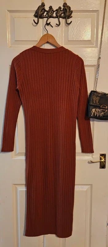 ASOS ASOS Rust Ribbed Knit Midi Dress