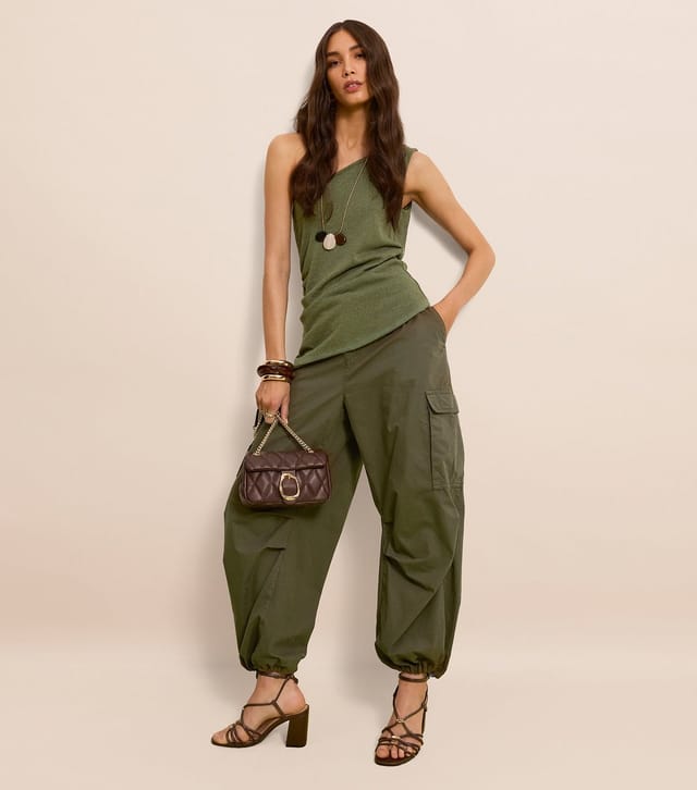 New Look Women's Light Khaki Textured One Shoulder Top New Look - 2