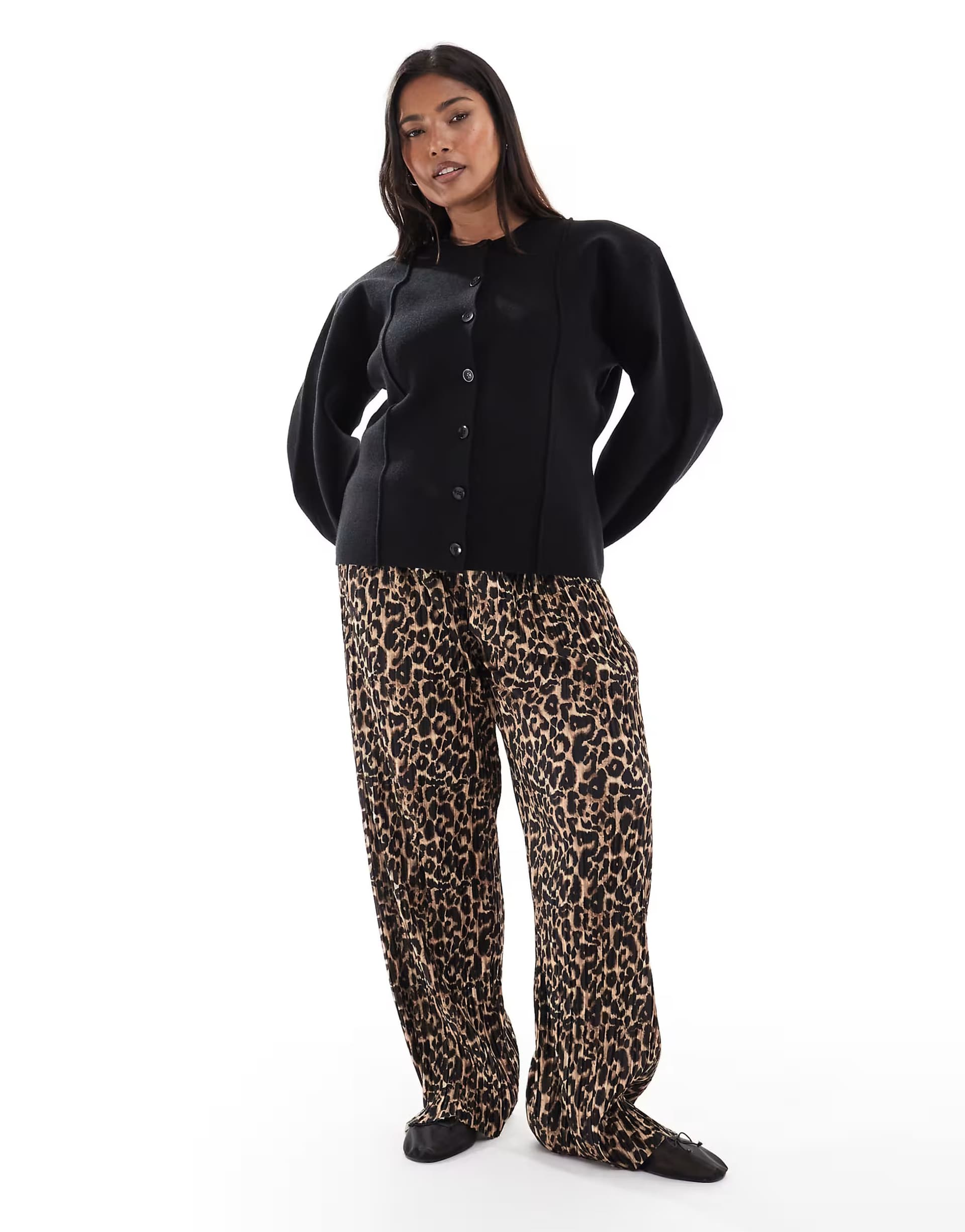 ASOS ONLY Curve pull up loose trousers in animal print