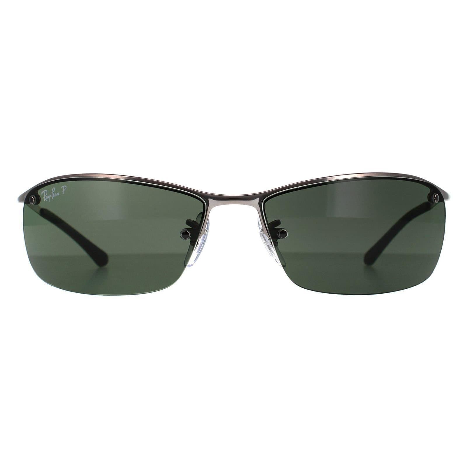 Ray-Ban Ray-Ban Men's Wrap Gunmetal Polarized Green Top Bar 3183 Sunglasses in Grey
