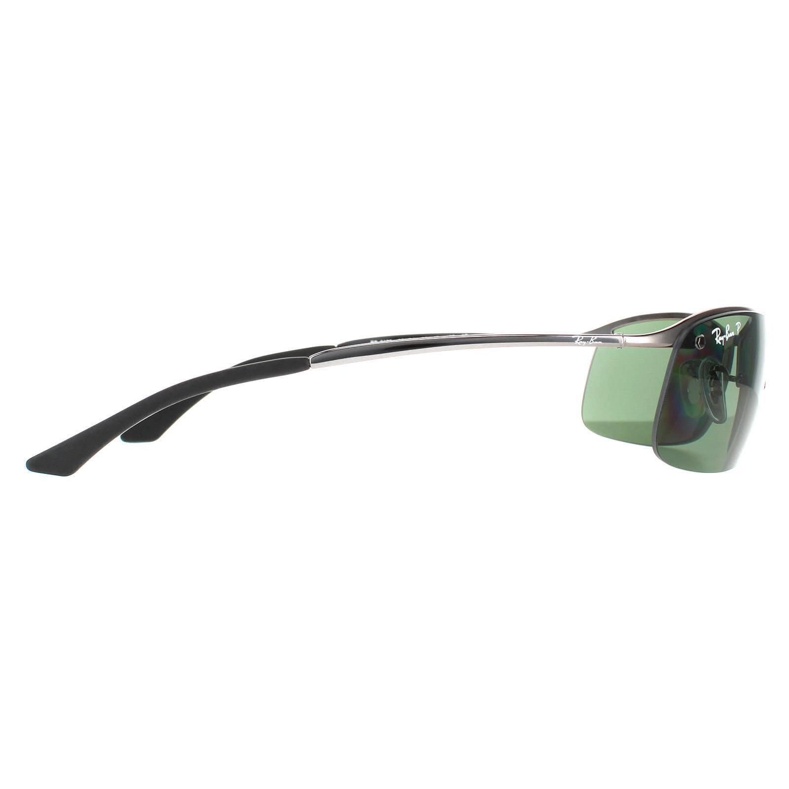 Ray-Ban Ray-Ban Men's Wrap Gunmetal Polarized Green Top Bar 3183 Sunglasses in Grey - 4